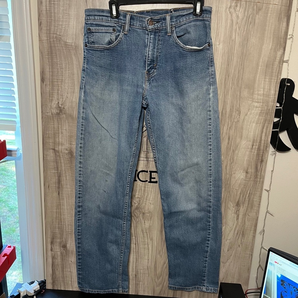 Levis 505 Regular Fit Straight Leg Medium Wash Blue Denim Jeans Mens 31x34
